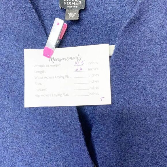 Eileen Fisher Womens Blue Wool Long Sleeve V Neck Cardigan Sweater Size PS - Picture 7 of 7